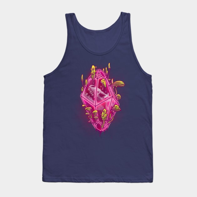 T Rex Skull in Crystal with Mushrooms Tank Top by Manfish Inc.